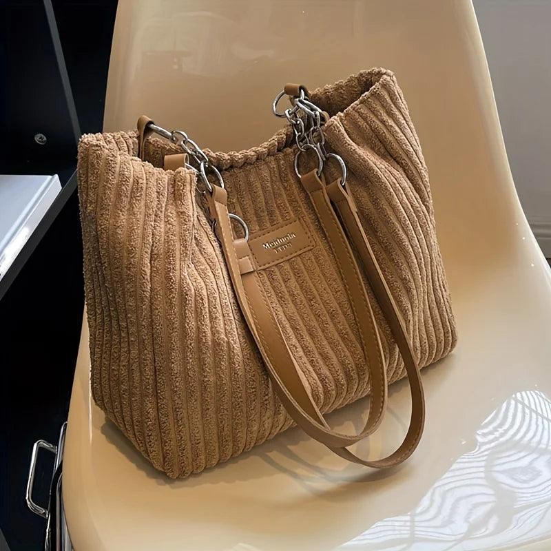 Sac Cabas en Velours Côtelé Élégant