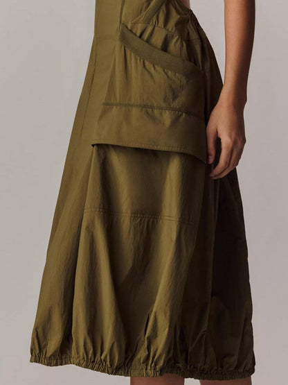 Robe Midi Bouffante Style Cargo