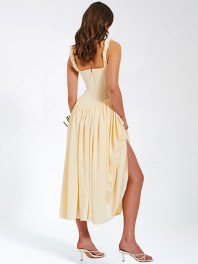 Robe Longue Élégante à Bretelles Bouffante
