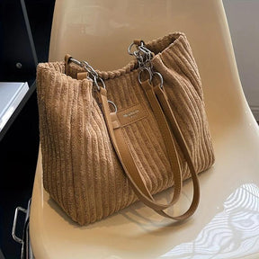 Sac Cabas en Velours Côtelé Élégant