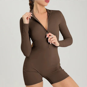 Combinaison Courte à Manches Longues Fitness Femme