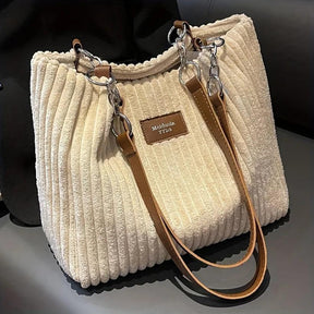 Sac Cabas en Velours Côtelé Élégant
