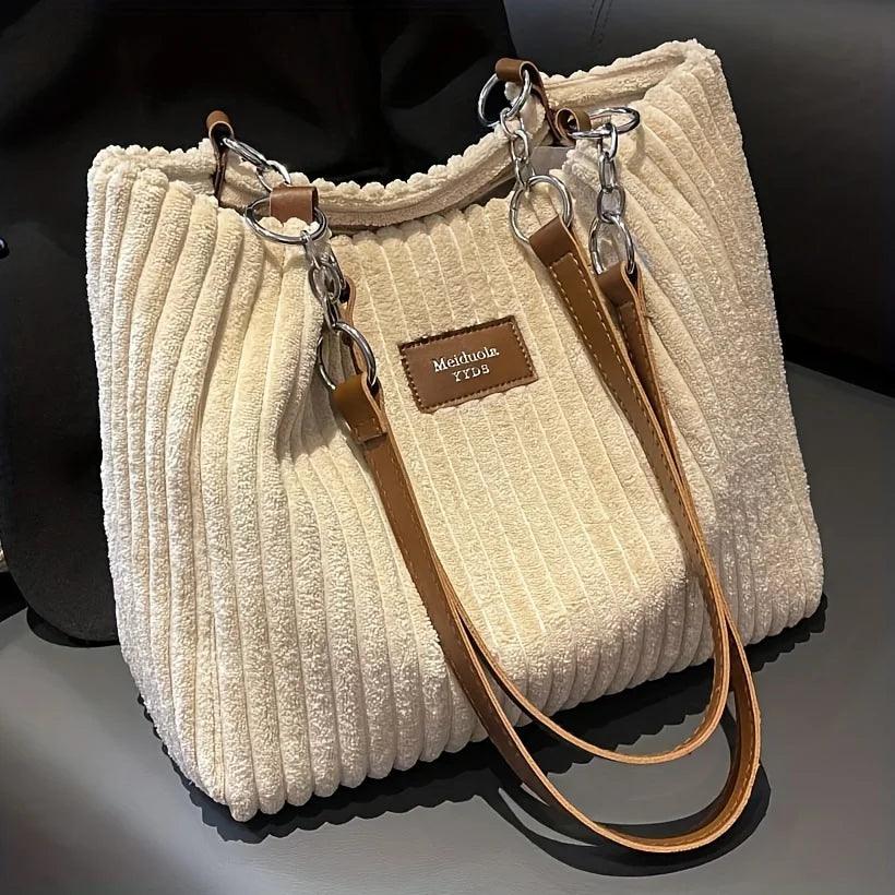 Sac Cabas en Velours Côtelé Élégant
