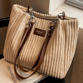 Sac Cabas en Velours Côtelé Élégant