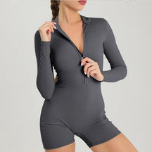 Combinaison Courte à Manches Longues Fitness Femme