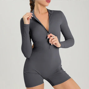 Combinaison Courte à Manches Longues Fitness Femme