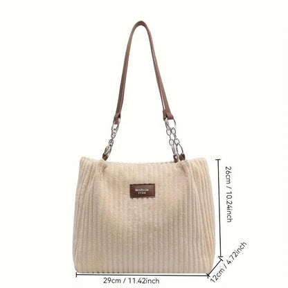 Sac Cabas en Velours Côtelé Élégant