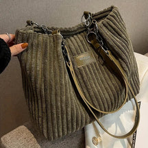 Sac Cabas en Velours Côtelé Élégant