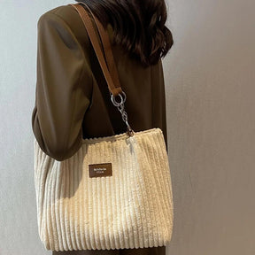 Sac Cabas en Velours Côtelé Élégant