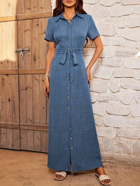 Robe Avec Ceinture en Lin